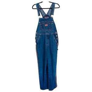 Vintage Revolt Racer Stripe Denim Overalls Women’s Large Baggy 90s Carpenter